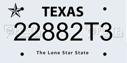 22882T3 Texas License Plate