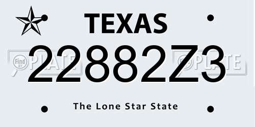 22882Z3 Texas License Plate