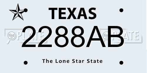 2288AB Texas License Plate