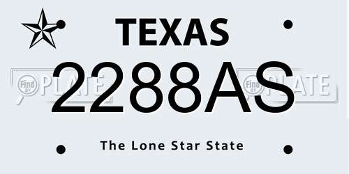 2288AS Texas License Plate