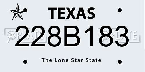 228B183 Texas License Plate