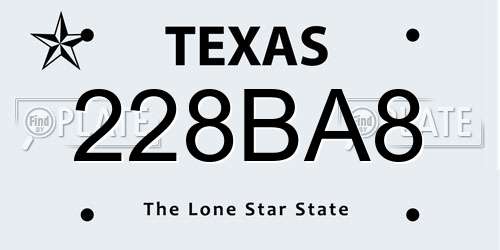 228BA8 Texas License Plate