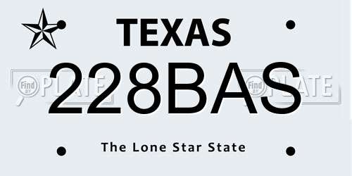 228BAS Texas License Plate