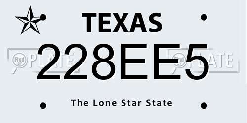 228EE5 Texas License Plate