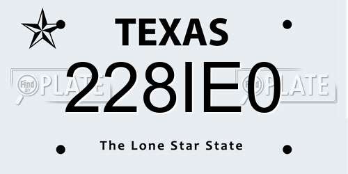 228IE0 Texas License Plate