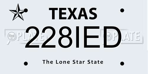 228IED Texas License Plate