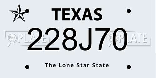228J70 Texas License Plate