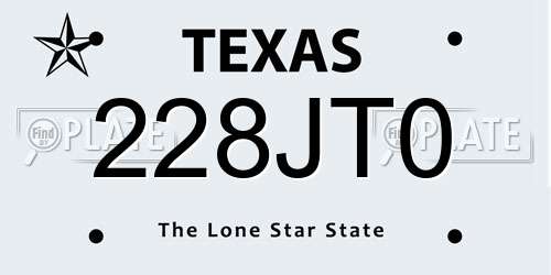 228JT0 Texas License Plate