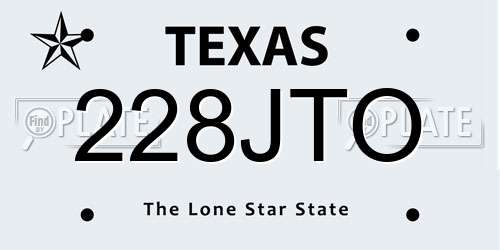 228JTO Texas License Plate