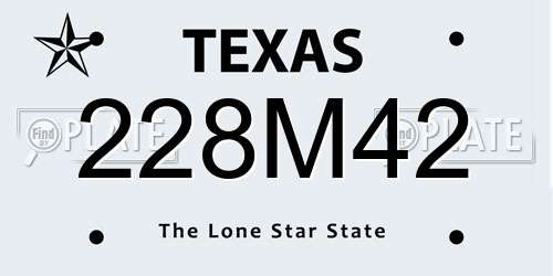 228M42 Texas License Plate