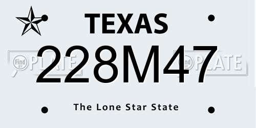 228M47 Texas License Plate