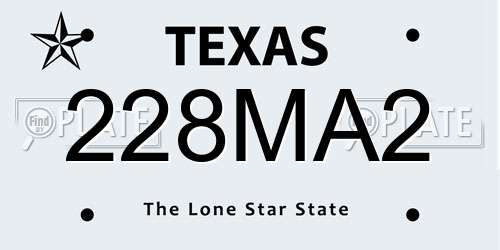 228MA2 Texas License Plate