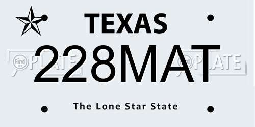 228MAT Texas License Plate