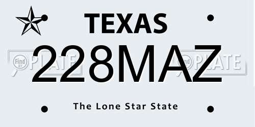 228MAZ Texas License Plate