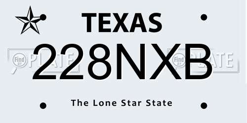 228NXB Texas License Plate