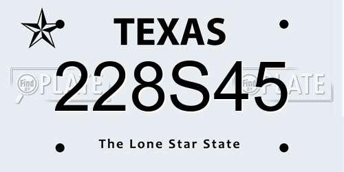 228S45 Texas License Plate