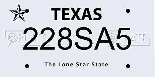 228SA5 Texas License Plate