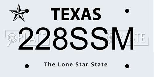 228SSM Texas License Plate