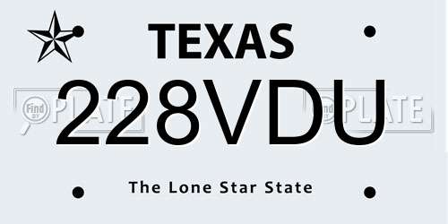 228VDU Texas License Plate