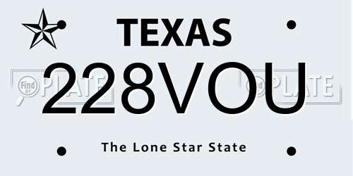 228VOU Texas License Plate