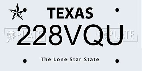 228VQU Texas License Plate