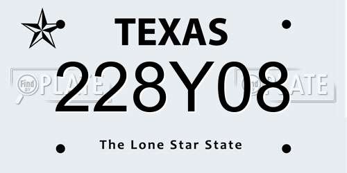 228Y08 Texas License Plate