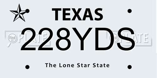 228YDS Texas License Plate