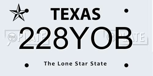 228YOB Texas License Plate