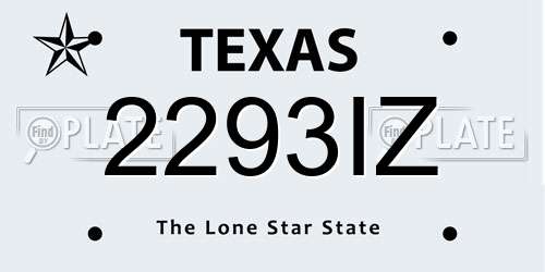 2293IZ Texas License Plate