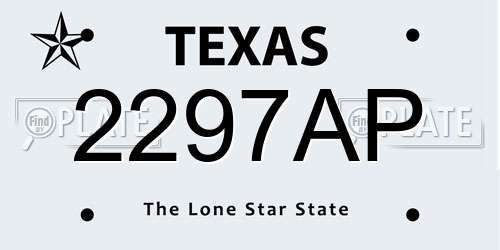 2297AP Texas License Plate