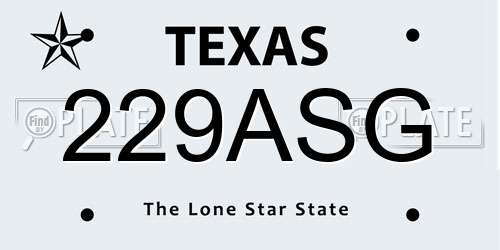 229ASG Texas License Plate