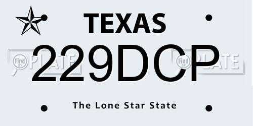 229DCP Texas License Plate