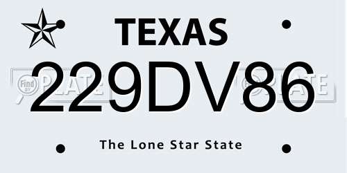 229DV86 Texas License Plate