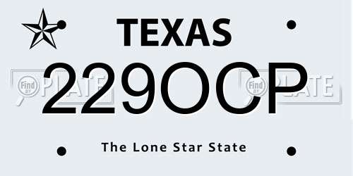 229OCP Texas License Plate