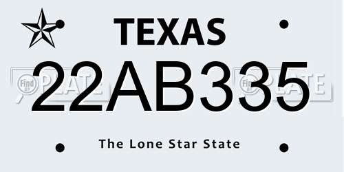 22AB335 Texas License Plate