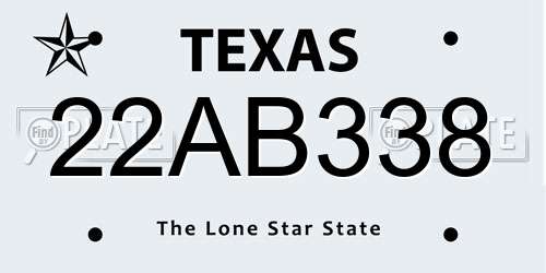 22AB338 Texas License Plate