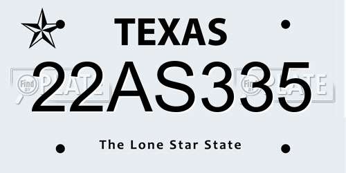 22AS335 Texas License Plate