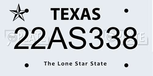 22AS338 Texas License Plate