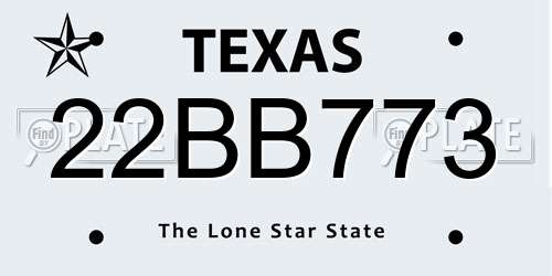 22BB773 Texas License Plate