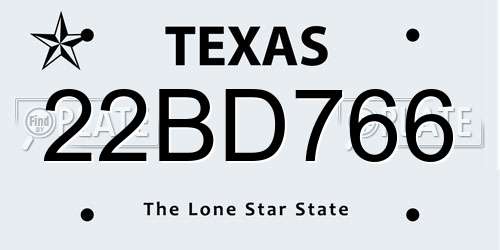 22BD766 Texas License Plate