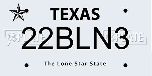 22BLN3 Texas License Plate