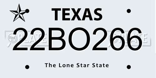 22BO266 Texas License Plate