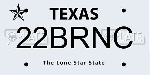 22BRNC Texas License Plate