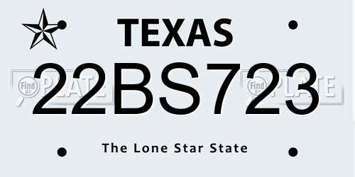 22BS723 Texas License Plate