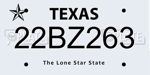 22BZ263 Texas License Plate