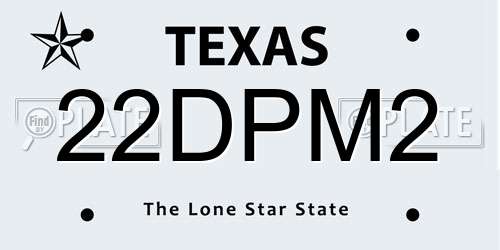 22DPM2 Texas License Plate