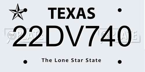22DV740 Texas License Plate