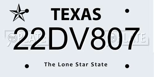 22DV807 Texas License Plate