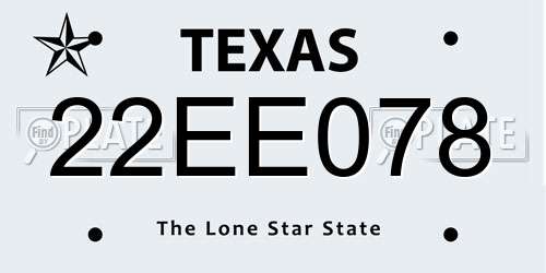22EE078 Texas License Plate