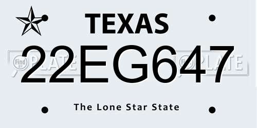 22EG647 Texas License Plate